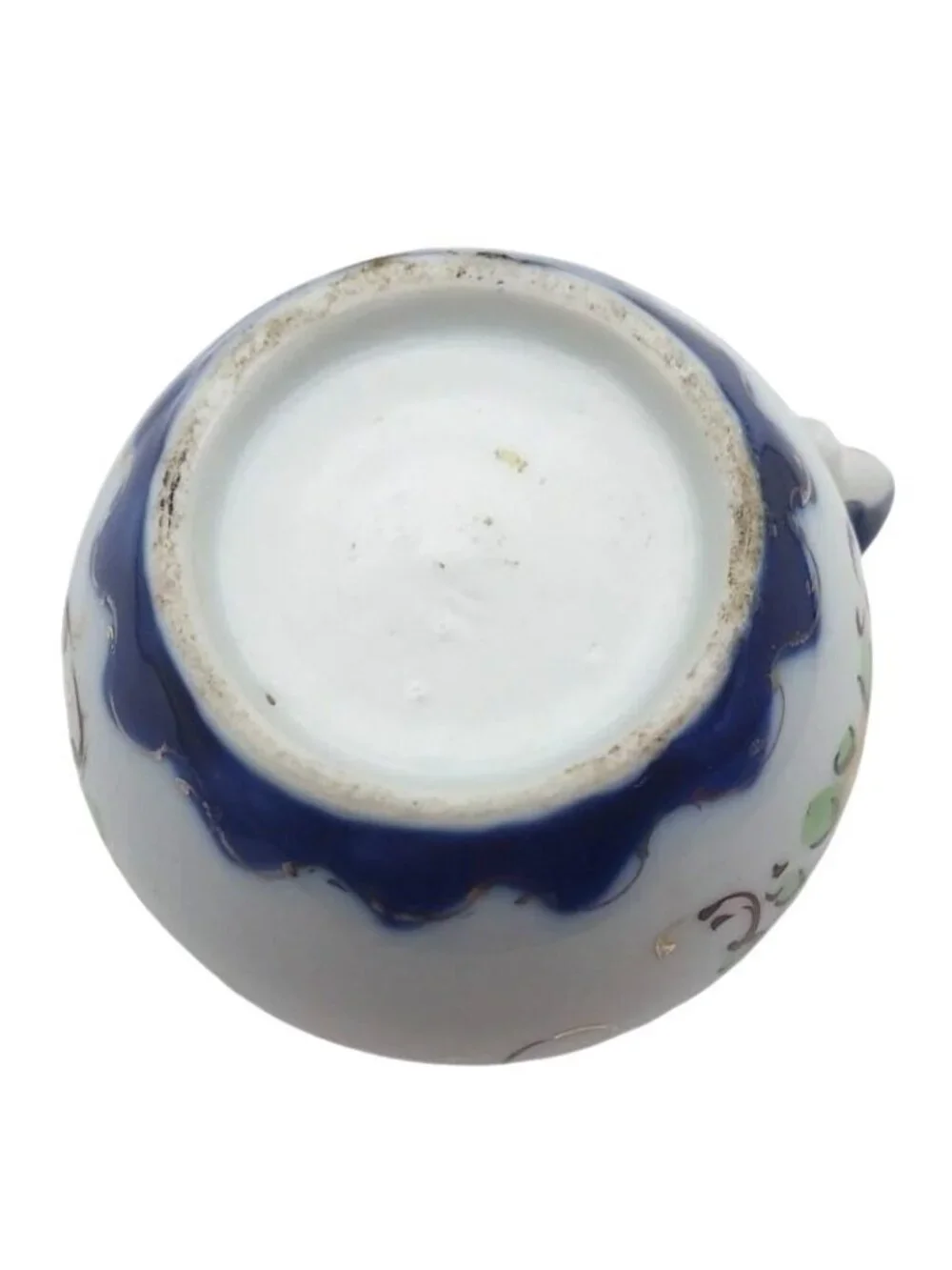 Meiji Geishaware Hand Painted Floral Porcelain Creamer Cobalt Blue Antique Japan